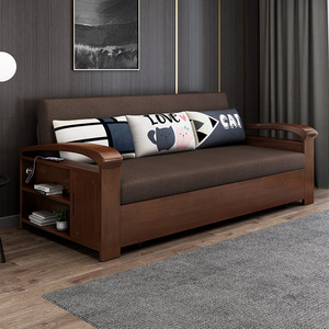 Sofá <span class=keywords><strong>cama</strong></span> plegable de madera maciza importada cian de alta calidad multifuncional Sit-Sleep Simple Push-Pull portátil Convertible para - Product Image 4
