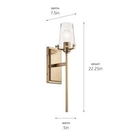 Applique murale 1 lumière champagne en verre transparent pour salle de bain, toilettes, couloir, entrée, maison, hôtel