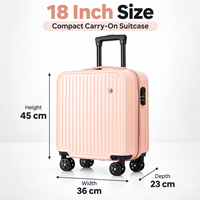Valise à roulettes compacte et portable de 18 pouces, coque rigide, 360° °   Valise de cabine à roulettes pivotantes avec poignée réglable