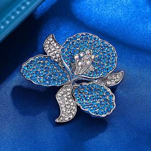 Fleur Broche De Luxe Alliage Plaqué Or Coloré Strass Percé Broche Tempéramental Broches Accessoires Haut De Mariage - Product Image 5