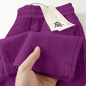 Nuevos pantalones de <span class=keywords><strong>lino</strong></span> puro de tela de cintura media plana Casual pantalones largos sueltos de verano pantalón de <span class=keywords><strong>lino</strong></span> fino de algodón - Product Image 3