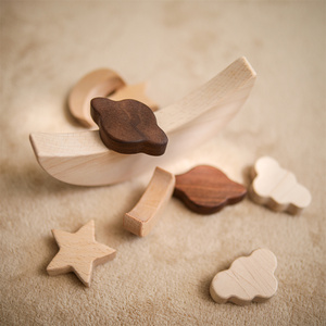 Jouet d'équilibre en bois Montessori, étoile et lune en bois, jeux éducatifs d'empilage et d'équilibre pour enfants - Product Image 5