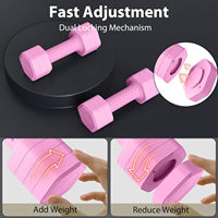 Haltères réglables de nouvelle conception pour femmes - Options 2,5/5 kg et 10 kg, matériau TPU rose, légers et antidérapants pour les exercices des bras et du corps