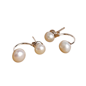 ต่างหูมุกน้ำจืดสีเงินสเตอร์ลิง925มีสองด้านดีไซน์ล่าสุดสำหรับงานแต่งงานหรือของขวัญ - Product Image 1