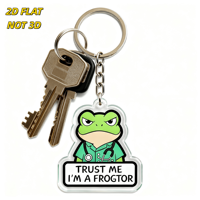 Porte-clés en acrylique 'Trust Me, I'm a Frogtor' : Grenouille grincheuse en blouse médicale avec stéthoscope, breloque transparente double face, accessoire animalier