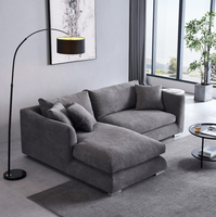 Canapé Modulaire d'Angle en L Moderne pour Salon, Ensemble de Meubles en Tissu Lin Plume Crème Beige