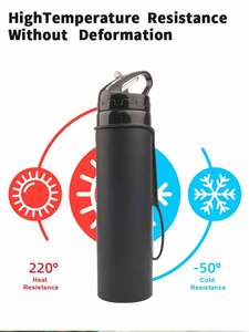 Bouteille d'eau en silicone sans BPA, sport, extérieur, qualité alimentaire, pliable, avec logo personnalisé - Product Image 5