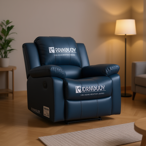 เก้าอี้ปรับเอนดีบี โมเดิร์น สีน้ำเงินกรมท่า หนังแท้ ควบคุมด้วยปุ่มไฟฟ้า หมุนได้ เฟอร์นิเจอร์ห้องนั่งเล่น - Product Image 2