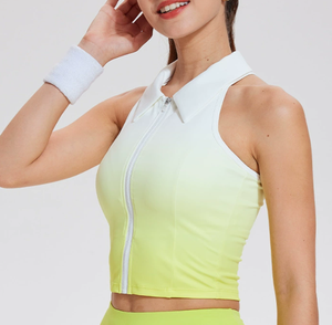 Top Sportivo da <span class=keywords><strong>Tennis</strong></span> Senza Maniche per Donna in Spandex/Nylon con Collo a Polo, Asciugatura Rapida, Traspirante, Logo Frontale, OEM per Squadre - Product Image 5