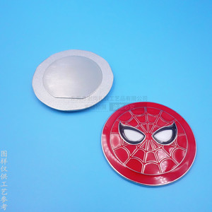Autocollant logo Spider-Man en métal, alliage de zinc, circulaire, auto-adhésif, pour sacs, sacs à main, vêtements - Product Image 2