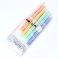 Ensemble de 6 stylos surligneurs pastel macaron, pointe biseautée, couleurs douces, pour l'école, le bureau, la papeterie