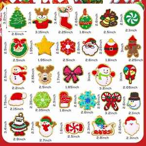 Wholesale Custom Merry Christmas <b>Patch</b> Gingerbread Grinchy Santa Christmas Tree Heat Transfer Sequin Iron on Chenille <b>Patches</b> - Product Image 2