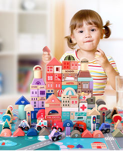 Set di 115 Pezzi per Costruire una Casa dell'Amicizia, Blocchi Impilabili Fai-da-Te per Bambini, Giocattoli Educativi in Legno - Product Image 2