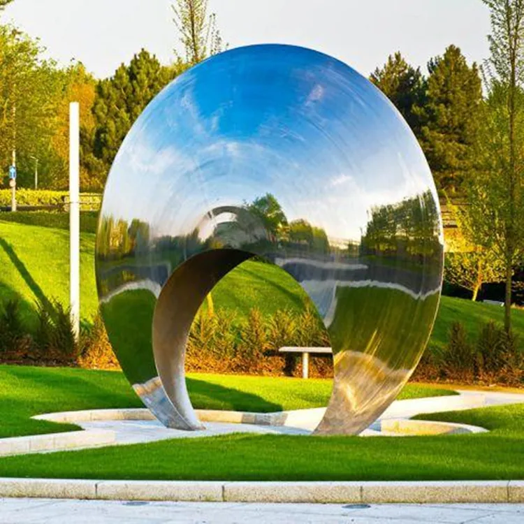Outside Art Torus Sky Mirror Steels Statue Modern Round Polished Stainless Steel Sculpture