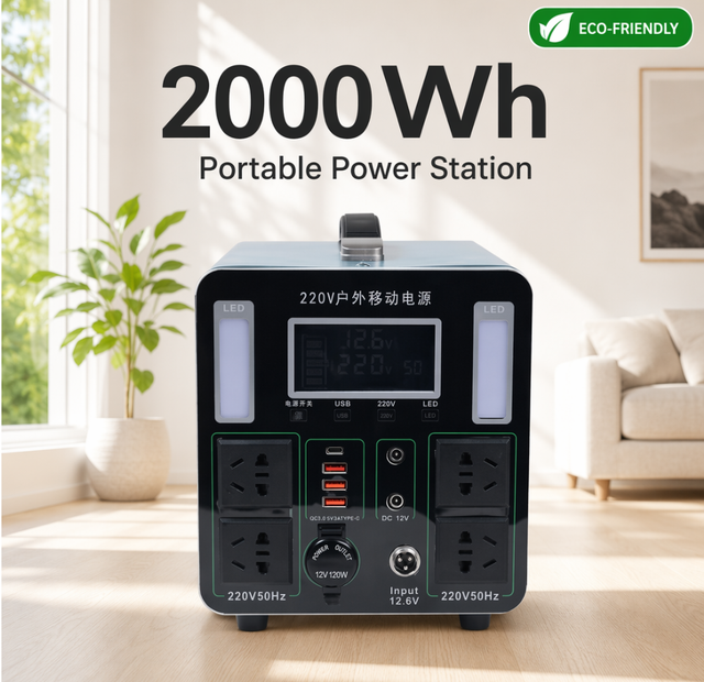 2000Wh Portable Power Station, Pure Sine Wave, Lithium Iron Phosphate Battery, Suitable for Outdoor Use
