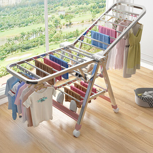 Séchoir à linge multifonctionnel télescopique pliable pour balcon, type sur pied, pour chambre à coucher et usage domestique - Product Image 2