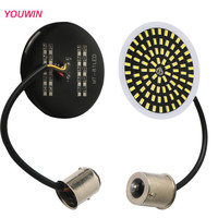 Motosiklet Led dönüş sinyalleri işık yol Glide Touring Sportster 1156 1157 baz beyaz Amber Led dönüş sinyal lambası