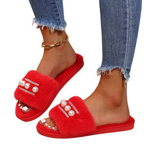 รองเท้าแตะแบบเปิดนิ้วเท้าประดับหัวใจวิบวับ หนังกลับ สไตล์โรงแรม แฟชั่นใหม่ประจำฤดูใบไม้ร่วง/ฤดูหนาว/ฤดูใบไม้ผลิ ปี 2026 สำหรับใช้ในบ้าน - Product Image 1