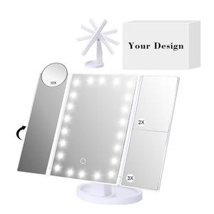 0728 Practical Smart Vanity Mirror Eye Friendly Makeup Portable Foldable Led Cosmetic for Bathroom Daily <b>Make</b> <b>up</b> - Product Image 2