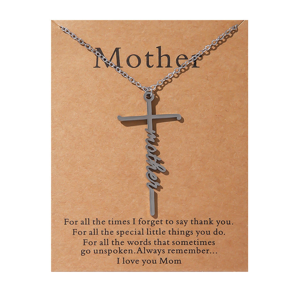 Inspirational Letter Hope Blessed Trust Mom Cross Pendant, image size:1000x1000