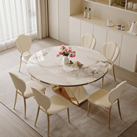 Mesa de Comedor Extensible de Estilo Moderno y Minimalista, con Superficie Redonda de Piedra, para Hogares Pequeños, Conversión de Cuadrada a Redonda, Estilo de Lujo Ligero
