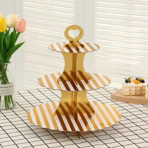 Piatti da Dessert a 3 livelli Mini torte espositore per caramelle alla frutta torre vassoio per biscotti supporto per Buffet di caramelle supporto per Cupcake in cartone - Product Image 6