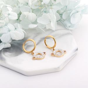 Pendientes de Aro con Diseño de Planeta Cósmico, con Circonitas, Chapados en Oro de 18k, de Acero Inoxidable, para Mujer - Product Image 4