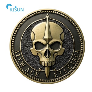 Fábrica personalizada 3D esmalte fino azul línea <span class=keywords><strong>roja</strong></span> cráneo conmemorativo desafío monedas personalizado cráneo desafío moneda - Product Image 4