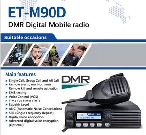 Radio Móvil Digital DMR ET-M90D, Radio Móvil de Alta Potencia. VHF 50W, UHF 40W - Product Image 6