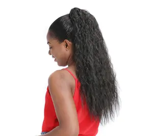 Code <span class=keywords><strong>di</strong></span> <span class=keywords><strong>cavallo</strong></span> bionde sintetiche Afro da 20 pollici per bambini e donne con artigli ricci crespi neri - Product Image 1