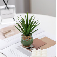 Mini pot de fleurs en céramique en forme de hibou, mignon, créatif et unique, finition émaillée, modèle hibou Kiln-shift K Bronze