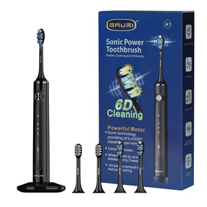 批发可定制高品质充电声波电动牙刷IPX7防水电动牙刷带4个刷头