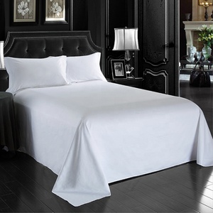 Bộ Ga Trải Giường Khách Sạn Bán Buôn Đồng Bằng Trắng 100% Cotton Ai Cập Tấm Phẳng Được Trang Bị Tấm Gối Bộ Đồ Giường - Product Image 3