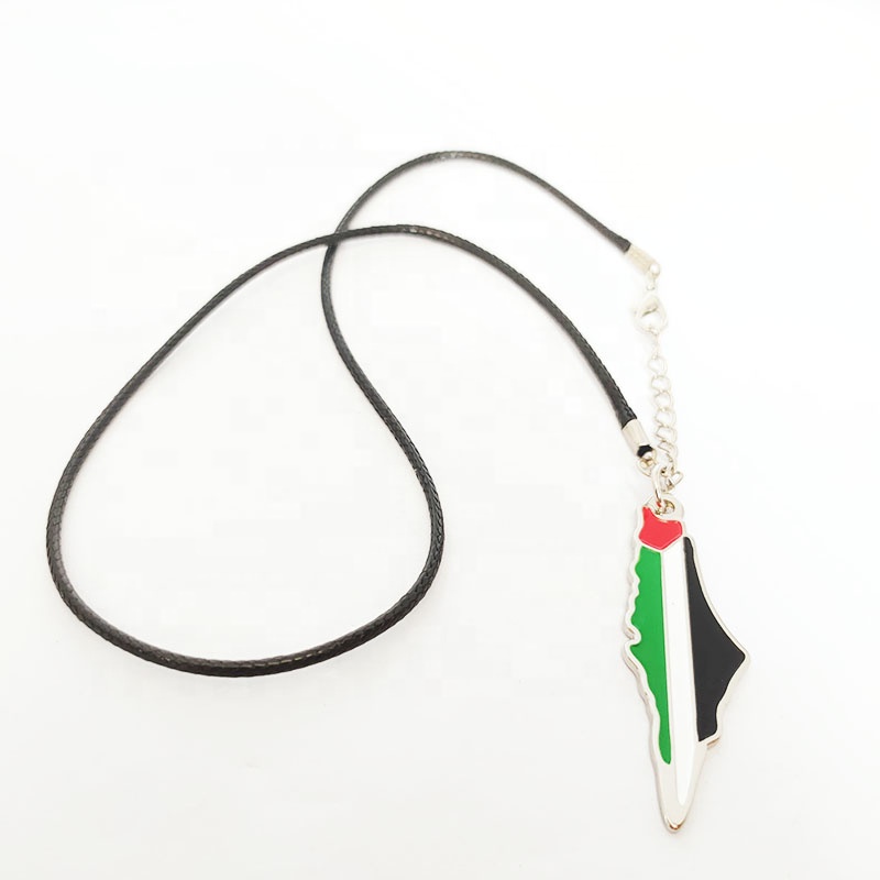 Collana Con Ciondolo Mappa E Anguria Palestina - Gioiello In Smalto E Acciaio Inox, Simbolo Di Solidarietà