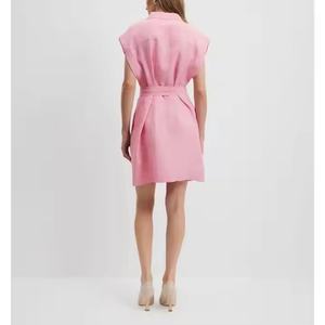 Nuevo Vestido de Verano con Logotipo Personalizado, Vestido de Lino y Algodón sin Mangas con Botones y Solapa para Mujer - Product Image 3