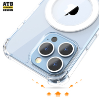 Étui de téléphone ATB Rugged Shield TPU transparent, étanche, avec anneau magnétique, antichoc, finition miroir pour 11 12 13 14