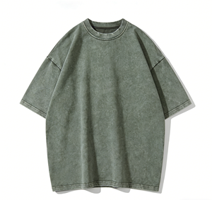 T-shirt pour homme en coton tricoté lavé, taille plus, manches courtes, t-shirt pour homme en coton tricoté lavé, OEM Fried Snowflake - Product Image 4