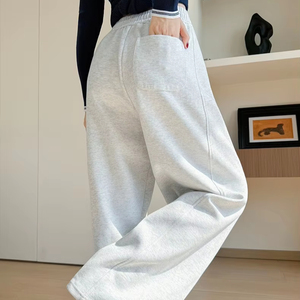 <span class=keywords><strong>Pantaloni</strong></span> <span class=keywords><strong>sportivi</strong></span> americani Casual da <span class=keywords><strong>donna</strong></span> autunno inverno nuovi <span class=keywords><strong>pantaloni</strong></span> della tuta larghi dritti a gamba larga a metà pigra foderata in pile - Product Image 4