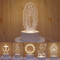 Veilleuse intelligente 3D LED à illusion religieuse Jésus Bébé en acrylique pour chambre d'enfant, étagère de crèche, décoration d'intérieur et affichage de la foi