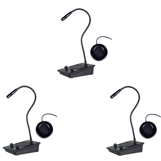 CATEL Hospital & Bank Window Intercom 3W Anti-interference Interphone Dual-Way Intercommunication Microphone 3 Sets