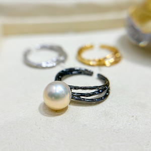 Support de bague en argent S925, accessoires de perles DIY, édition simple, bijoux ronds de 8 à 11 mm, 10416 - Product Image 2