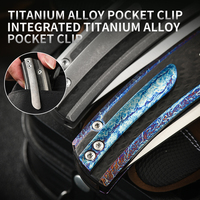Couteau pliant en alliage de titane avec logo personnalisé PioneerEDC, couteau de luxe à ouverture par gravité, couteau pliable d'extérieur en titane avec clip de poche