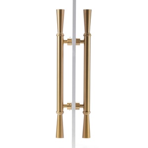 Poignée de porte principale en cuivre pur de 24 pouces de long, finition or brossé, paire de poignées, quincaillerie haut de gamme pour entrée de gros appareils électroménagers - Product Image 1