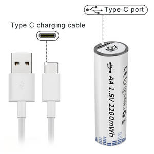 Avec <span class=keywords><strong>les</strong></span> Batteries de charge USB de Type c, batterie AA Rechargeable au Lithium-ion 1.5V 2200mWh pour appareils Playmobile et numériques - Product Image 5