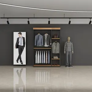 Estante de exhibición ajustable, estante de piso, tienda completa personalizada, estilo simple, tienda de ropa, estantes de exhibición