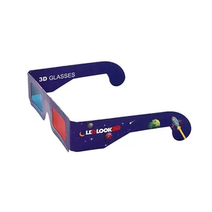 Vente en gros papier de réalité virtuelle personnalisé lunettes rouges et bleues lunettes 3D en papier pour anaglyphe DVD vidéo TV