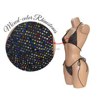 S573 Sexy femmes extrême Mini Micro Bikini brillant coloré diamant strass pôle danse Costume porter