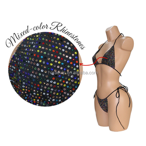 S573 <span class=keywords><strong>Costume</strong></span> da Pole Dance Sexy per <span class=keywords><strong>Donne</strong></span>, <span class=keywords><strong>Mini</strong></span> Bikini Estremo con Diamanti Colorati e Strass Luccicanti - Product Image 2
