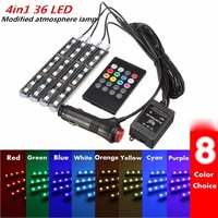 Nueva Tira de Luces LED RGB de 12V con Control Inalámbrico para Interiores de Auto, Luces Decorativas de Ambiente para el Piso del Vehículo