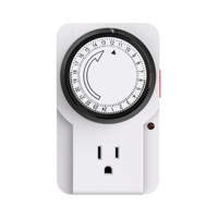 Minuteur mécanique 24h avec prise US, réglage minimum 15 min, 48 segments quotidiens, IP20, pour lampes, ventilateurs, aquariums